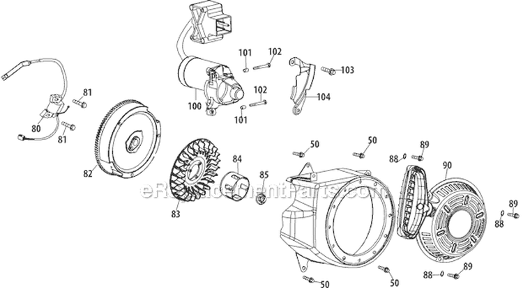 Starter and Flywheel Diagram and Parts List for 31AS2S1E701 2011 Yard Man Snow Blower